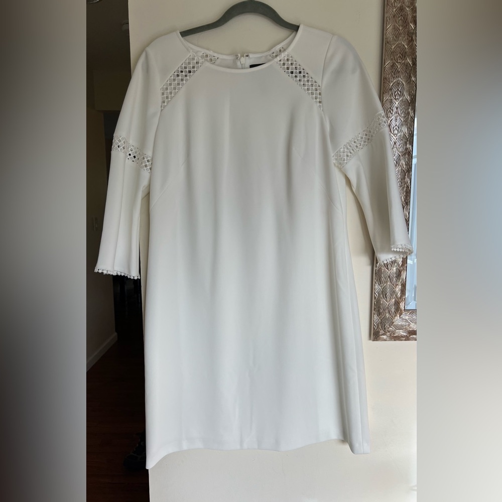 Adrianna Papell White Long Sleeve Dress